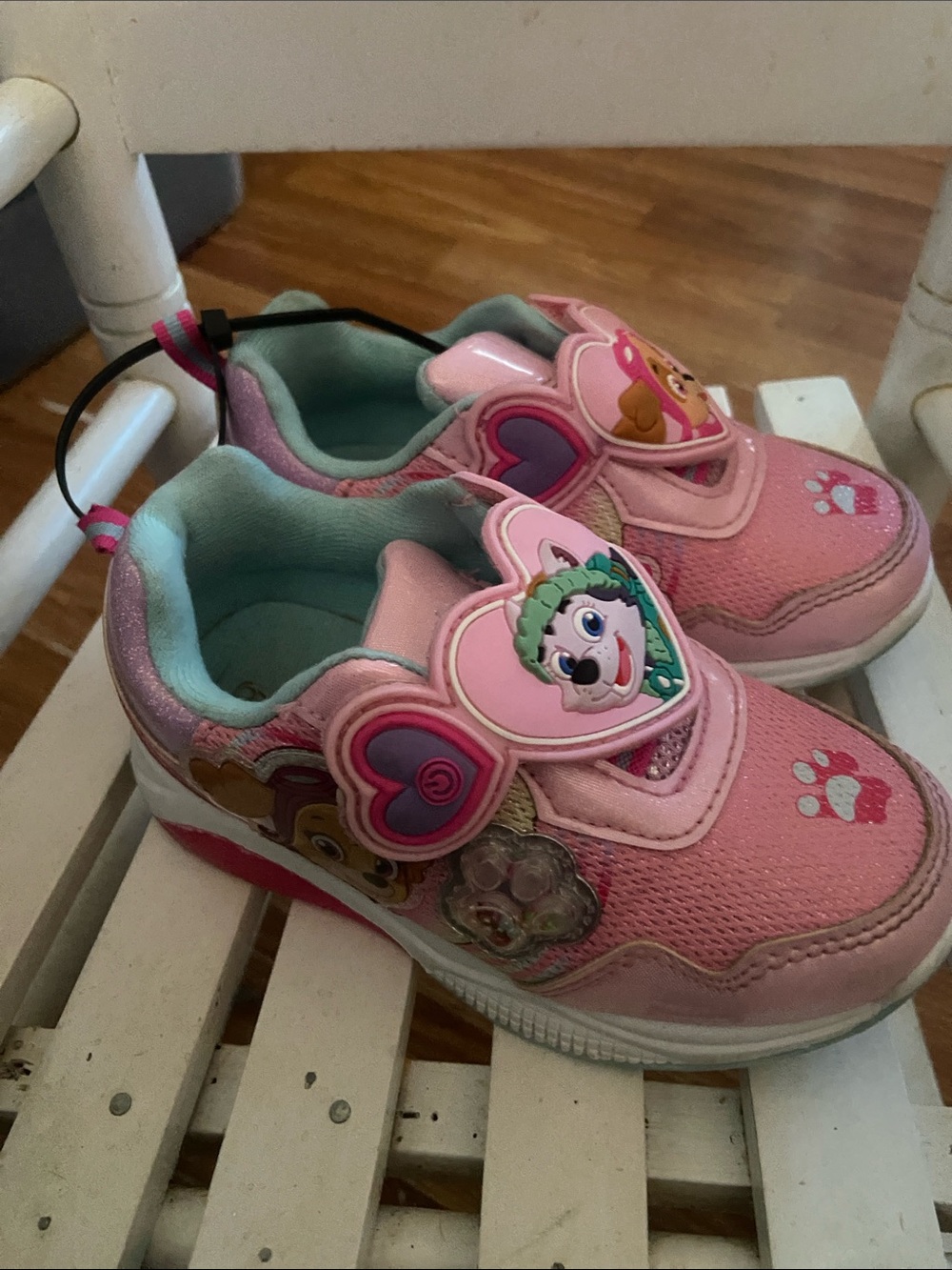 Paw Patrol Girls Pink Light-Up Sneakers with Character Hearts
